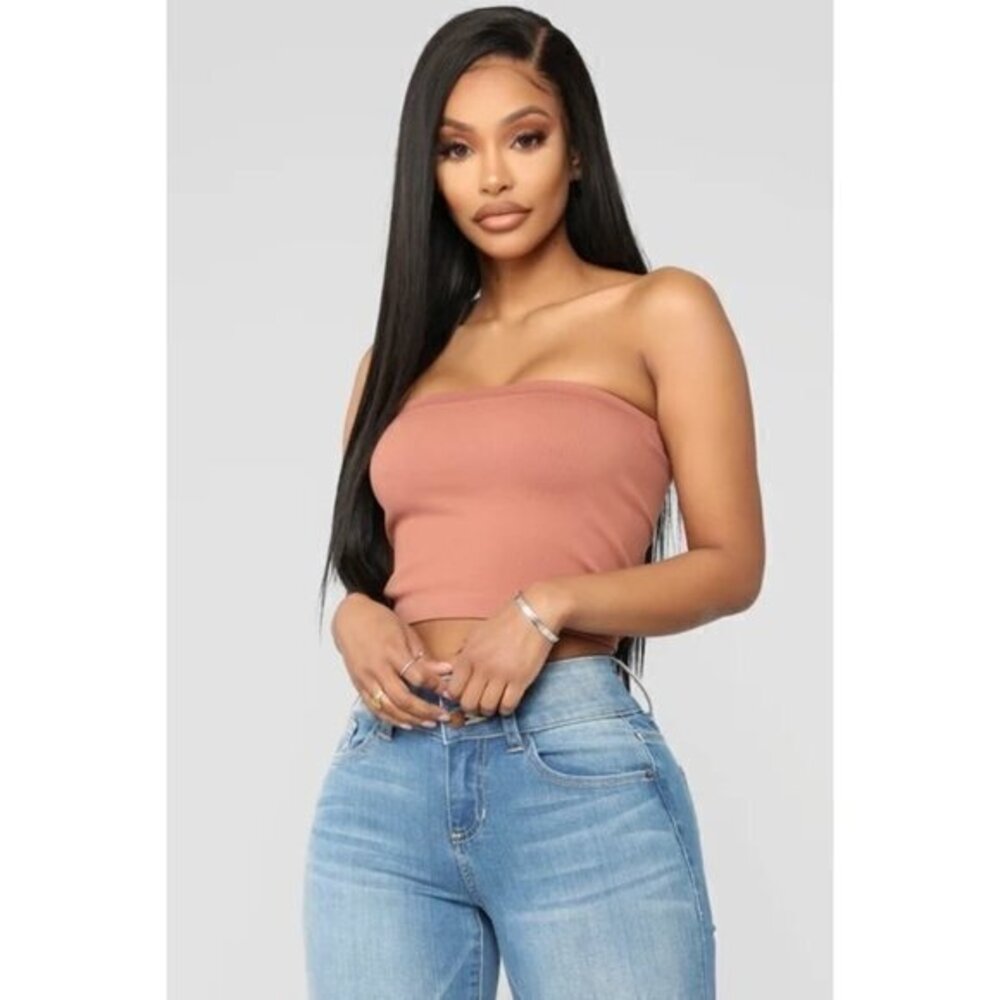 Bozzolo Seamless Ribbed  Bandeau - Cognac‎ Size M/L RefFNB3
